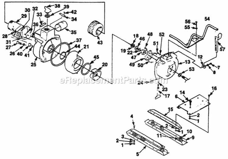 Pump_And_Skids Diagram and Parts List for HTP3 UT-01602 Homelite Water Pump