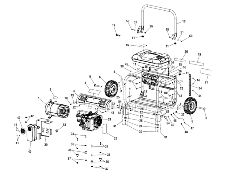 Page A Diagram and Parts List for HU5000BG  Homelite Generator