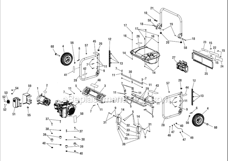Page A Diagram and Parts List for HU5000BP  Homelite Generator