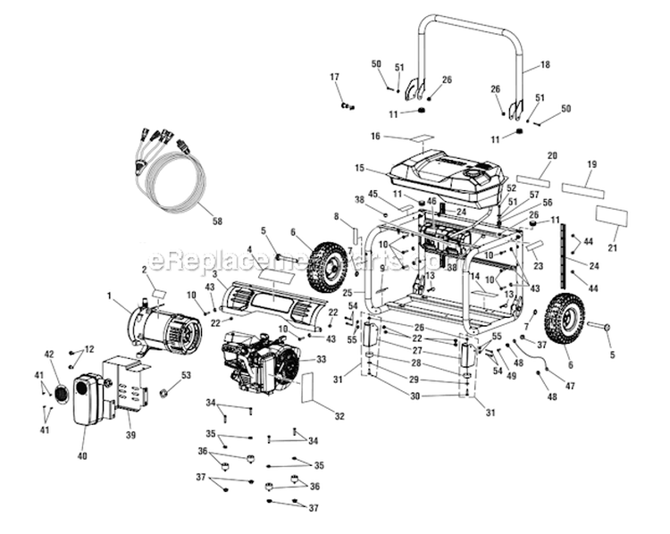 Page A Diagram and Parts List for HU5000G  Homelite Generator