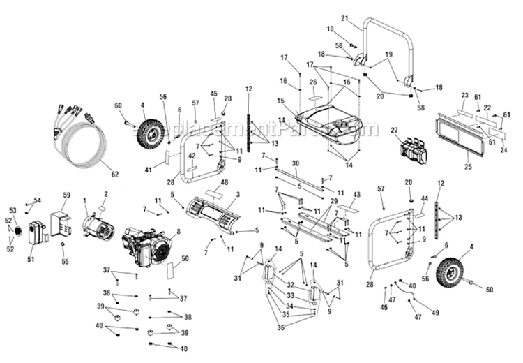 Page A Diagram and Parts List for HU5000S  Homelite Generator