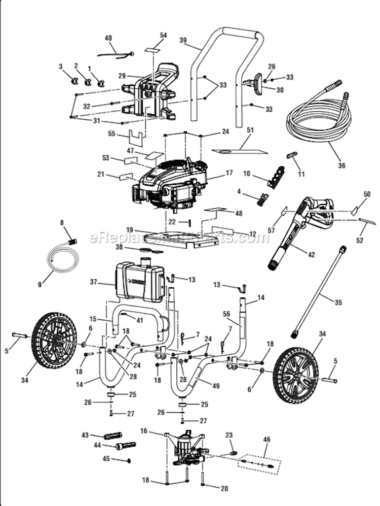 Page A Diagram and Parts List for HU80911  Homelite Pressure Washer