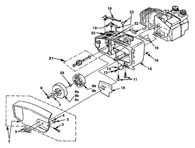Engine Housing - Clutch Diagram and Parts List for CS3916 UT-10735-R Homelite Chainsaw