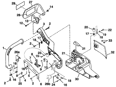 Handles Diagram and Parts List for CS4018 UT-10736-R Homelite Chainsaw
