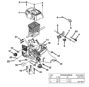 Engine Housing - Fuel Tank - Oil Tank Diagram and Parts List for 540 UT-10550 Homelite Chainsaw