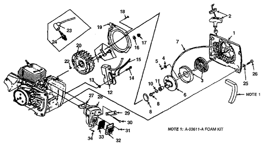 Starter - Ignition - Exhaust System Diagram and Parts List for 8800HG UT-10810 Homelite Chainsaw