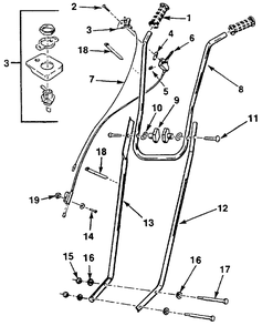 Handles And Controls Diagram and Parts List for HTC12 UT-22089-B Homelite Trimmer