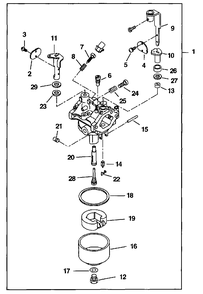 Carburetor Diagram and Parts List for LRXE4500 UT-03821 Homelite Generator