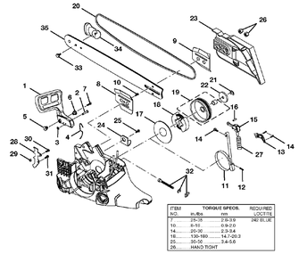 Clutch - Chain Brake - Drive Case Cover Diagram and Parts List for 540 UT-10550 Homelite Chainsaw