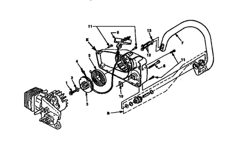 Starter Front Handle Diagram and Parts List for 240-UT10633 A-B Homelite Chainsaw