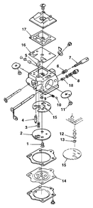 Carburetor Diagram and Parts List for 420 UT-35016 Homelite Snow Blower