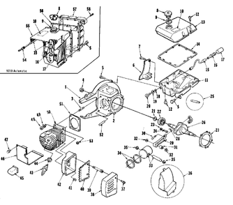 Engine Internals, Tanks And Muffler Diagram and Parts List for SUPER1050 UT-10502 Homelite Chainsaw