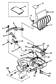 Carburetor Chamber/Rear Handle Diagram and Parts List for CS3916 UT-10735-R Homelite Chainsaw