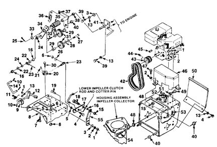 Engine And Idlers Diagram and Parts List for 624 UT-35018-A Homelite Snow Blower