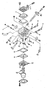 Carburetor Diagram and Parts List for HT-17  Homelite Hedge Trimmer