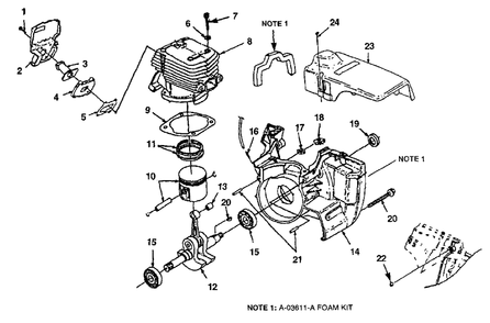 Engine Internal Diagram and Parts List for 8800HG UT-10810 Homelite Chainsaw