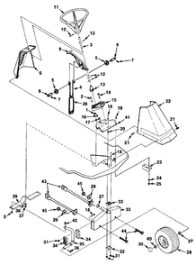 Steering And Mower Lift Diagram and Parts List for JR830 UT-32020 Homelite Lawn Mower