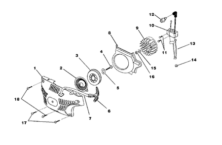 Starter - Ignition Diagram and Parts List for 20AV UT-10771-A Homelite Chainsaw