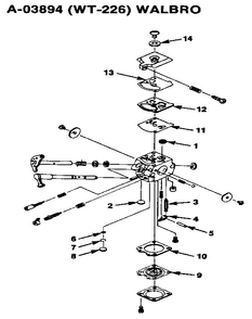 Carburetor-Walbro Diagram and Parts List for HBC-38  Homelite Trimmer