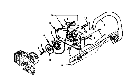 Starter Front Handle Diagram and Parts List for 240SL-UT10635-B,C,D  Homelite Chainsaw