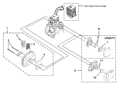 Muffler - Air Cleaner Diagram and Parts List for ST525 UT-15177 Homelite Trimmer