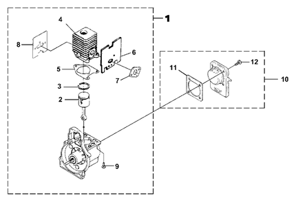 Engine Internal Diagram and Parts List for ST155ICKD UT-20746 Homelite Trimmer