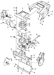 Housing And Chute Diagram and Parts List for 420 UT-35020-A Homelite Snow Blower