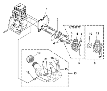 Carburetor - Fuel Tank Diagram and Parts List for ST525 UT-15177 Homelite Trimmer