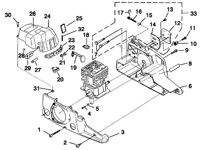 Engine Housing Diagram and Parts List for CS4018 UT-10736-R Homelite Chainsaw