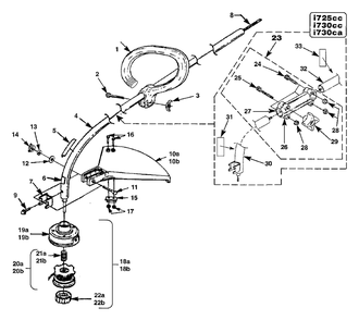 Head And Shaft Assembly Diagram and Parts List for I630CD UT-20627 Homelite Trimmer