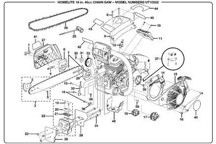Part Location Diagram of 631035001 Homelite CHAIN CATCHER