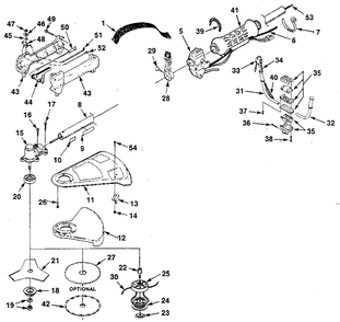 Cutter Head Assembly Diagram and Parts List for ST-385  Homelite Trimmer