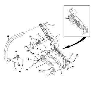 Handles Diagram and Parts List for 20AV UT-10771-A Homelite Chainsaw
