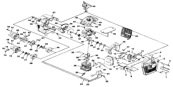 Replacement Parts Diagram and Parts List for HBC-38  Homelite Trimmer