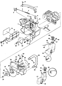 Housing And Handles Diagram and Parts List for SUPER2 UT-10654 Homelite Chainsaw