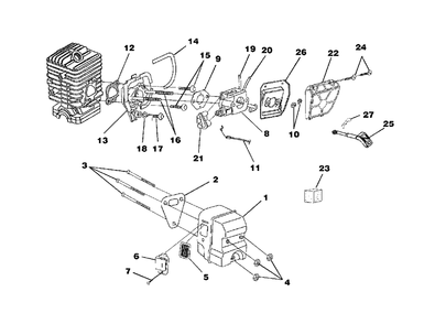 Carburetor - Muffler - Air Filter Diagram and Parts List for 20AV UT-10771-A Homelite Chainsaw