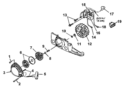 Starter - Ignition Diagram and Parts List for D4400B UT-10750 Homelite Chainsaw