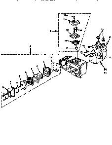 Muffler-Carburetor-Tank Diagram and Parts List for 240SL-UT10635-B,C,D  Homelite Chainsaw