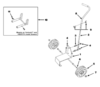 Dolly And Bracket Diagram and Parts List for HB251YV UT-08078-R Homelite Leaf Blower / Vacuum
