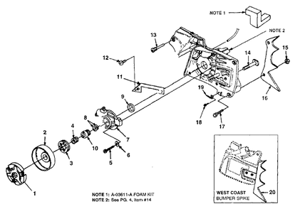 Clutch - Oil Pump Diagram and Parts List for 8800HG UT-10810 Homelite Chainsaw
