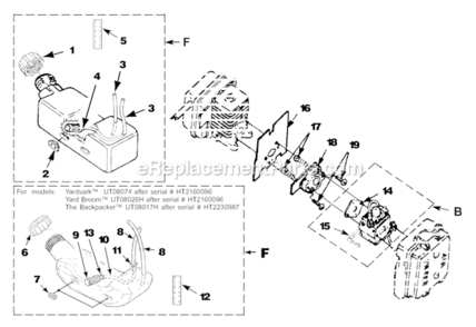 Carburetor_And_Fuel_Tank Diagram and Parts List for BP30185 Ut-08036-R Homelite Leaf Blower / Vacuum