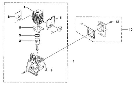 Engine Internal Diagram and Parts List for ST725SC UT-15153 Homelite Trimmer