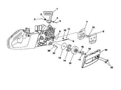 Clutch - Hand Guard - Drive Case Cover Diagram and Parts List for Z3800 UT-10781 Homelite Chainsaw