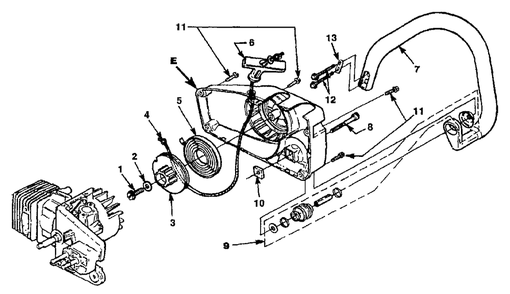 Starter - Front Handle Diagram and Parts List for CS3916 UT-10735-R Homelite Chainsaw