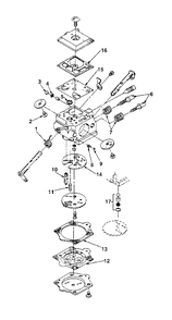 Carburetor Diagram and Parts List for SUPEREZAO UT-10537-A Homelite Chainsaw