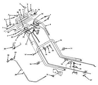 Handles And Controls Diagram and Parts List for SB212 UT-30089 Homelite Lawn Mower