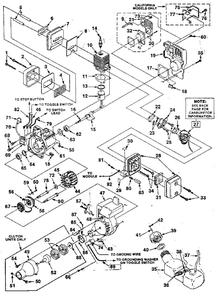 Engine Diagram and Parts List for ST-385  Homelite Trimmer