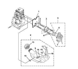 Carburetor - Fuel Tank Diagram and Parts List for ST725 UT-15178 Homelite Trimmer
