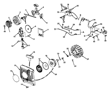 Starter, Ignition, Clutch And Oil Pump Diagram and Parts List for 290 UT-10661 Homelite Chainsaw