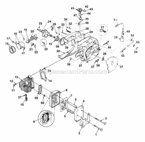 Engine Internals Muffler Fuel Tank Diagram and Parts List for UT-05015-A  Homelite Chainsaw